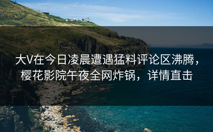 大V在今日凌晨遭遇猛料评论区沸腾，樱花影院午夜全网炸锅，详情直击