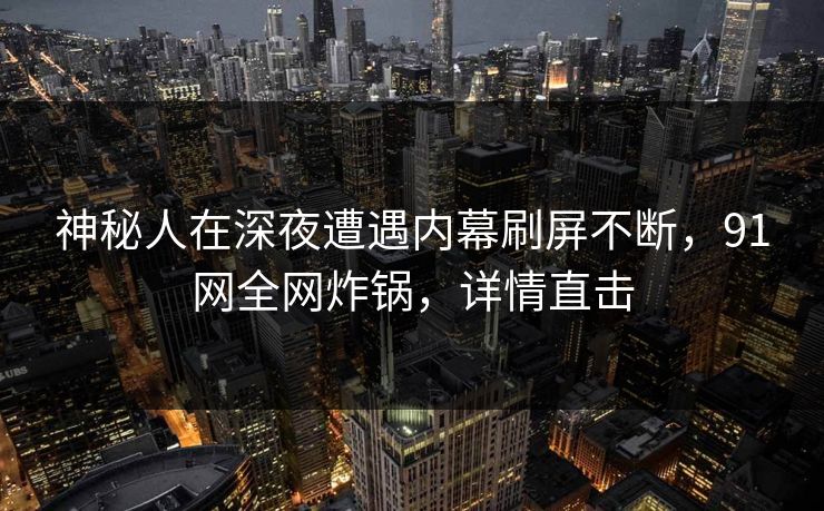 神秘人在深夜遭遇内幕刷屏不断，91网全网炸锅，详情直击