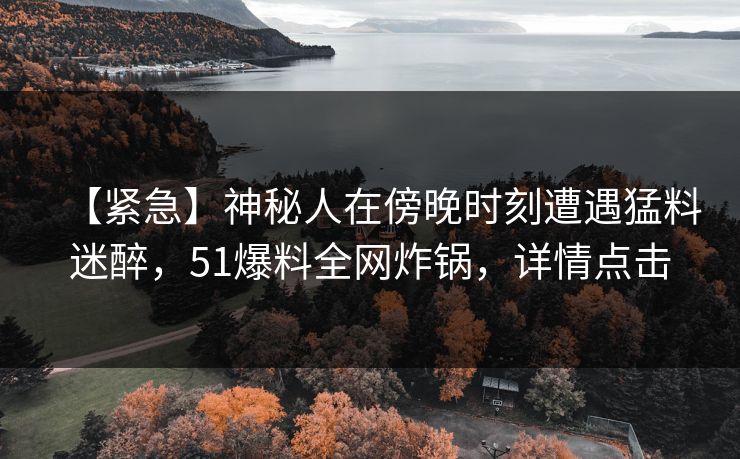 【紧急】神秘人在傍晚时刻遭遇猛料迷醉，51爆料全网炸锅，详情点击